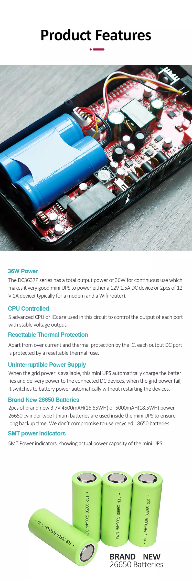 36W DC Mini UPS